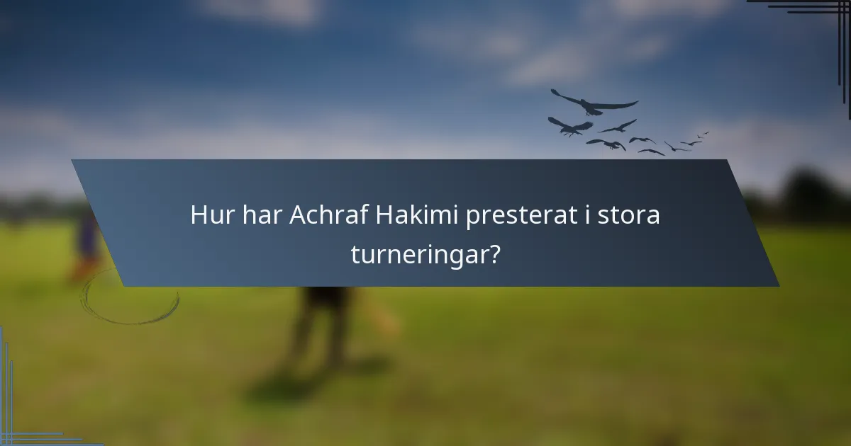 Hur har Achraf Hakimi presterat i stora turneringar?