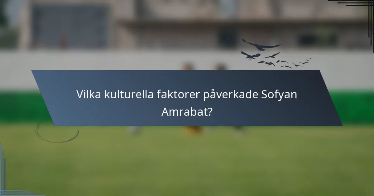 Vilka kulturella faktorer påverkade Sofyan Amrabat?