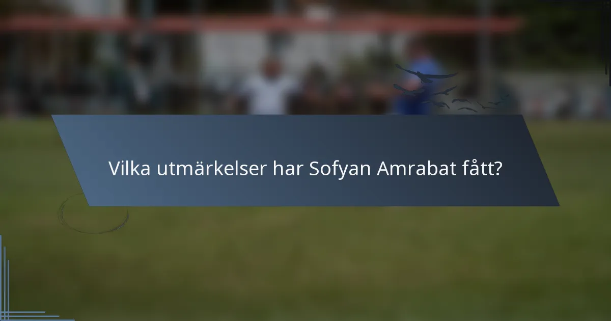 Vilka utmärkelser har Sofyan Amrabat fått?