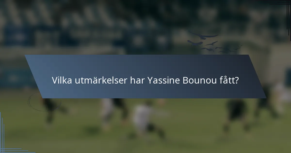 Vilka utmärkelser har Yassine Bounou fått?