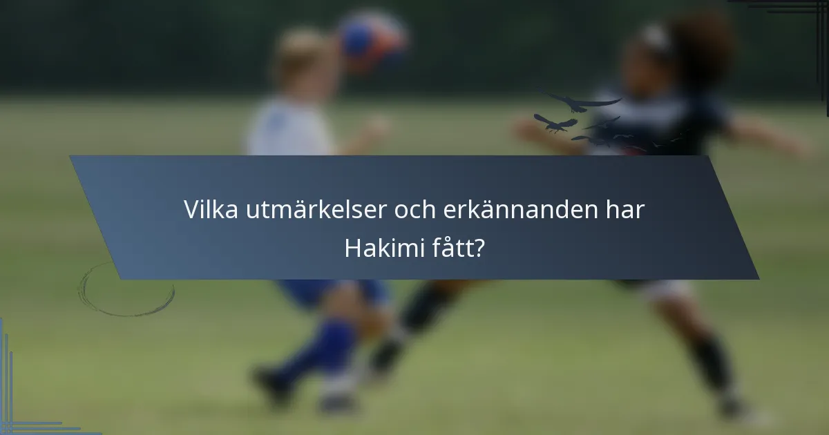 Vilka utmärkelser och erkännanden har Hakimi fått?